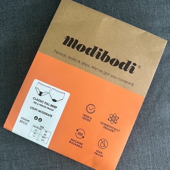 Modibodi NWOT 3X (US 16) Classic Full Brief Light Absorbency Beige - Picture 4 of 5